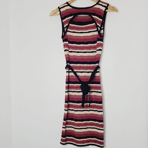 ALI & JAY Anthropology Multicolor Striped Sleeveless Belted Knit Fitted Dress S - Picture 1 of 10